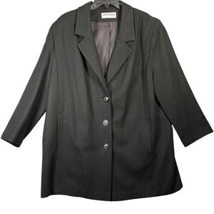 Forecaster of Boston Women's Wool Blend Black Coat Jacket USA Shoulder Pads Vtg